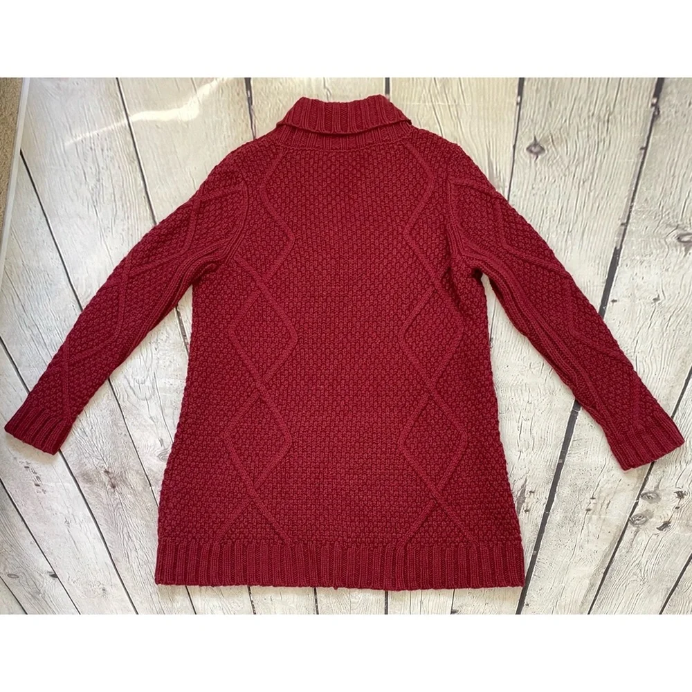 Soft Surroundings Maroon Wool Blend Cable Knit Sweater